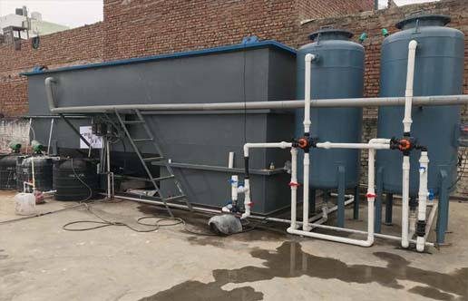Sewage treatment plant installation