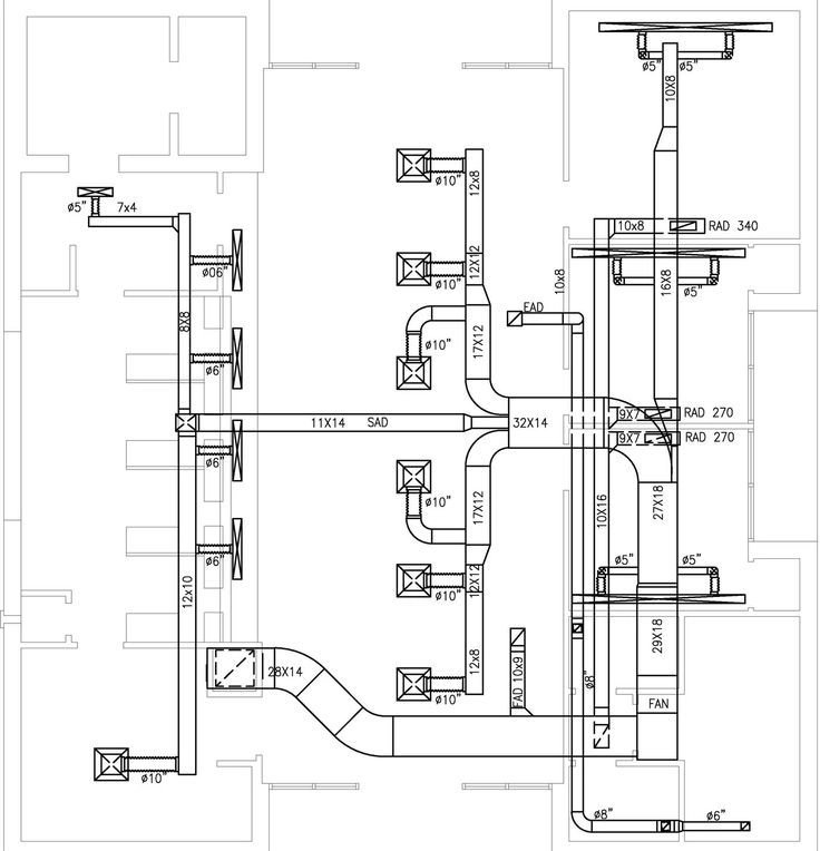 Typical ductwork riser layout — duct sizing, diffuser placement and AHU connections engineered before installation begins